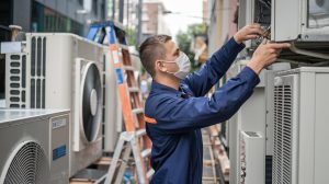 An contractor is working after deciding Air Conditioning Repair Cost
