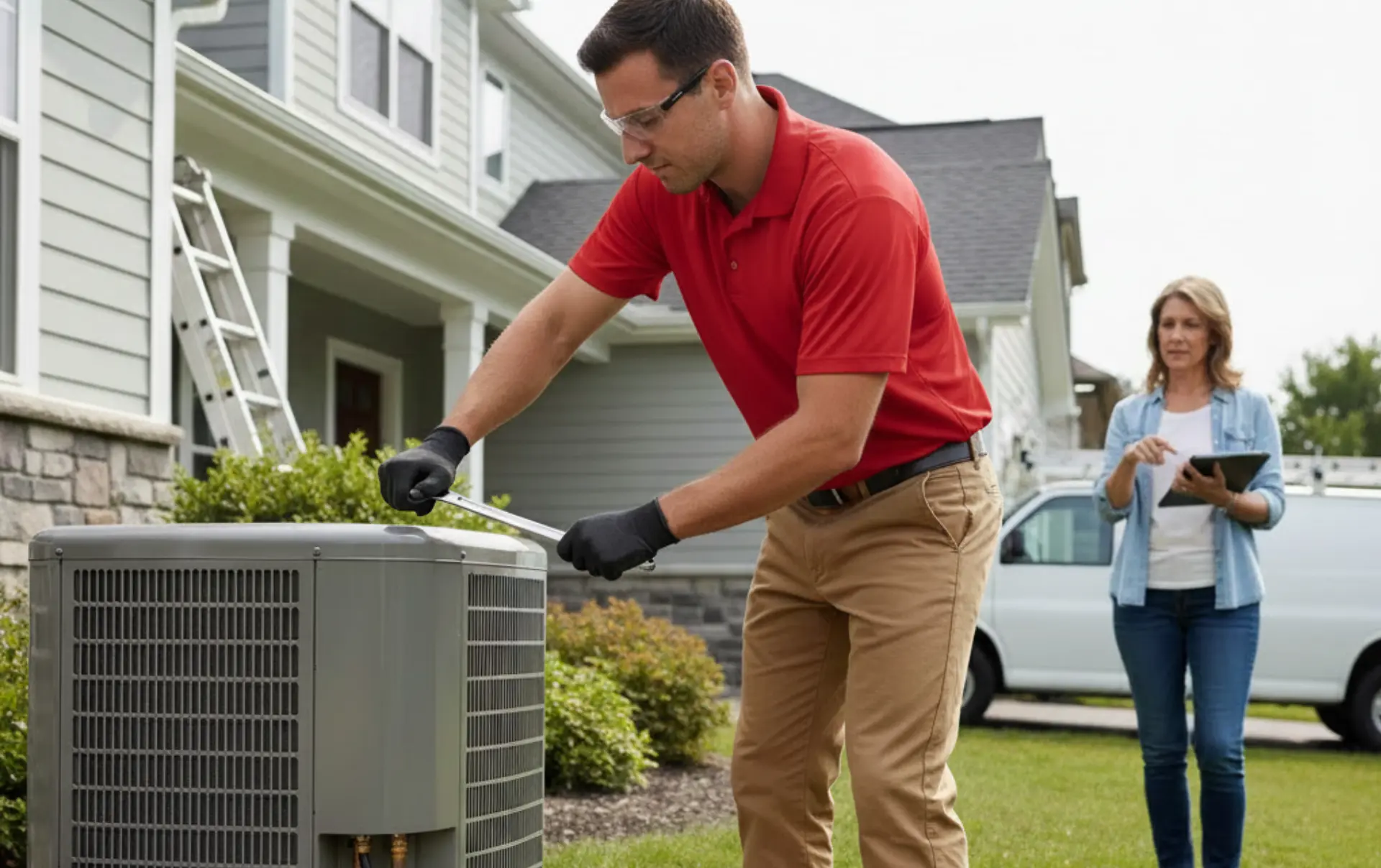 heat pump installation in progress after deciding the cost.