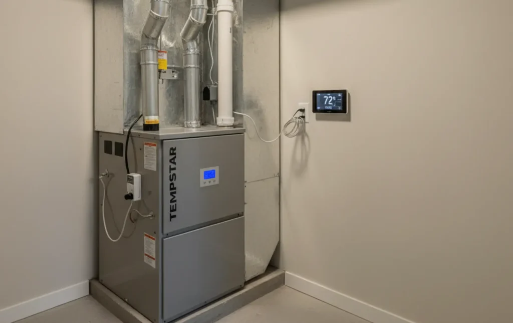 A new furnace is displaying cost of new furnace